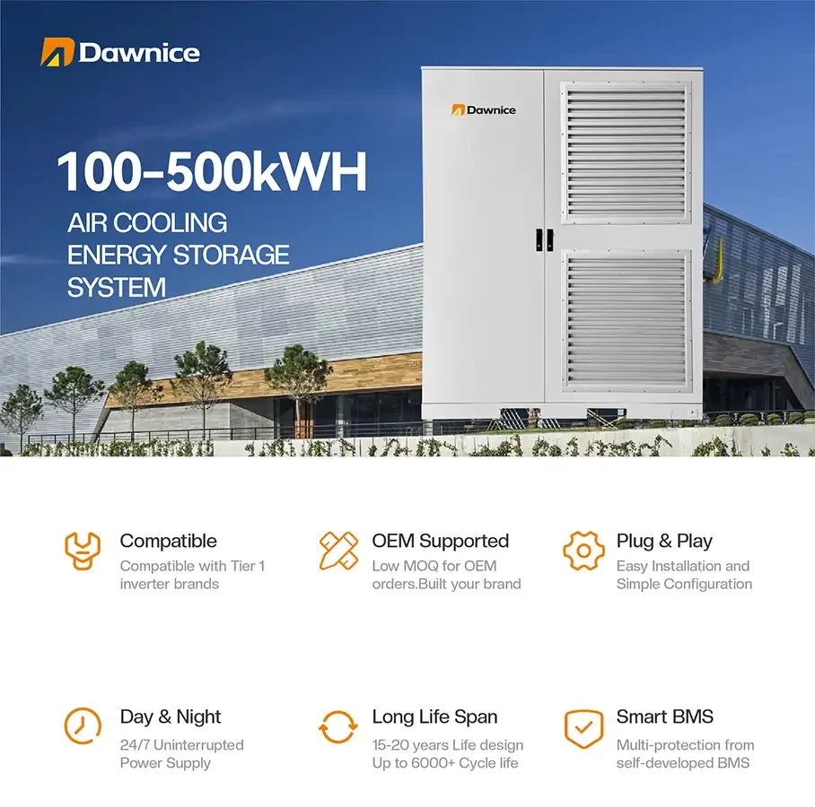 Dawnice HZEB-HCT-Commercial Battery: 100 Kilowatt 200kWh 300 kWh 400 kWh 500 kWh Lithium Ion Battery Pack Descriptions